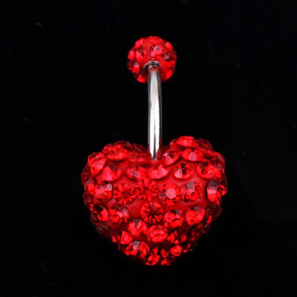 Sexy Punk Crystal Heart-shaped Ball Navel Piercing Umbilical Ring Belly Button Rings Body Piercing