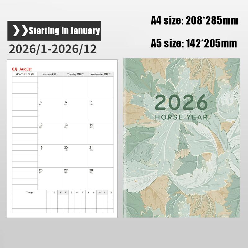 2026 Calendar Planners Yearly 365 Days Efficiency Notebooks Monthly Diary Journals Weekly Goal Habit Tracker Agenda Schedules