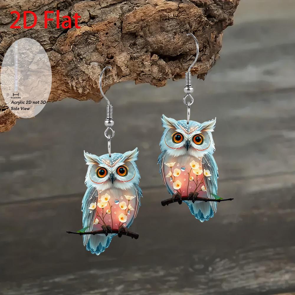 Cross-border acrylic earrings cute design decoration owl acrylic earrings pendant Christmas tree wear matching