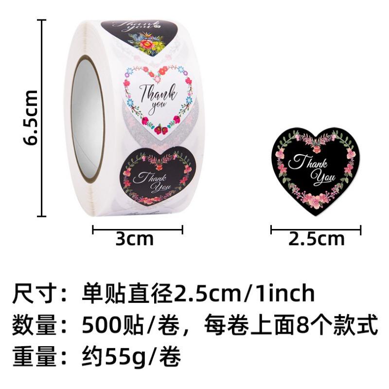 500pcs Thank You Sticker Love Heart-shaped Flower Decorative Sealing Labels Vintage Stickers Gift Scrapbook Supplies