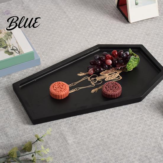 Organizzatore da bancone da bagno impermeabile Vassoio da portata gotico di Halloween con scheletro inciso Tagliere in legno per salumi Cofanetto Forma unica Dessert