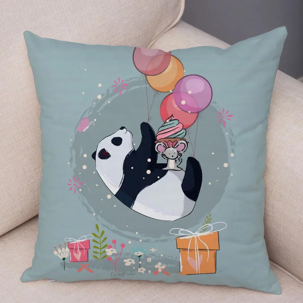 

Украшение дома Красочный мультяшный панда Детский диван Чехол для подушки в машину Милый чехол для подушки с животным наволочка 16x16Inch