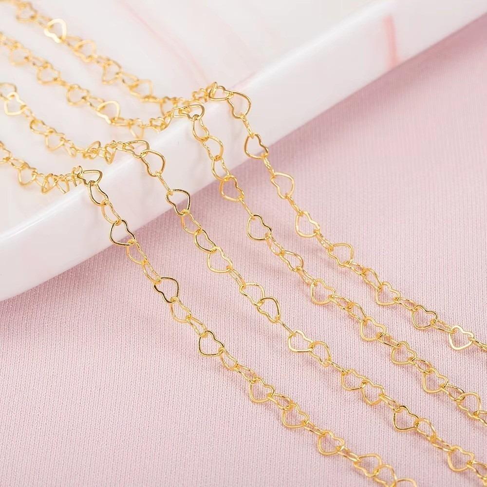 

1 Meter/5 Meters Length Love Heart Chain Copper Heart Shape Copper Links Chain 3mm Width Chain Findings DIY Jewelry Making 100cm золотий