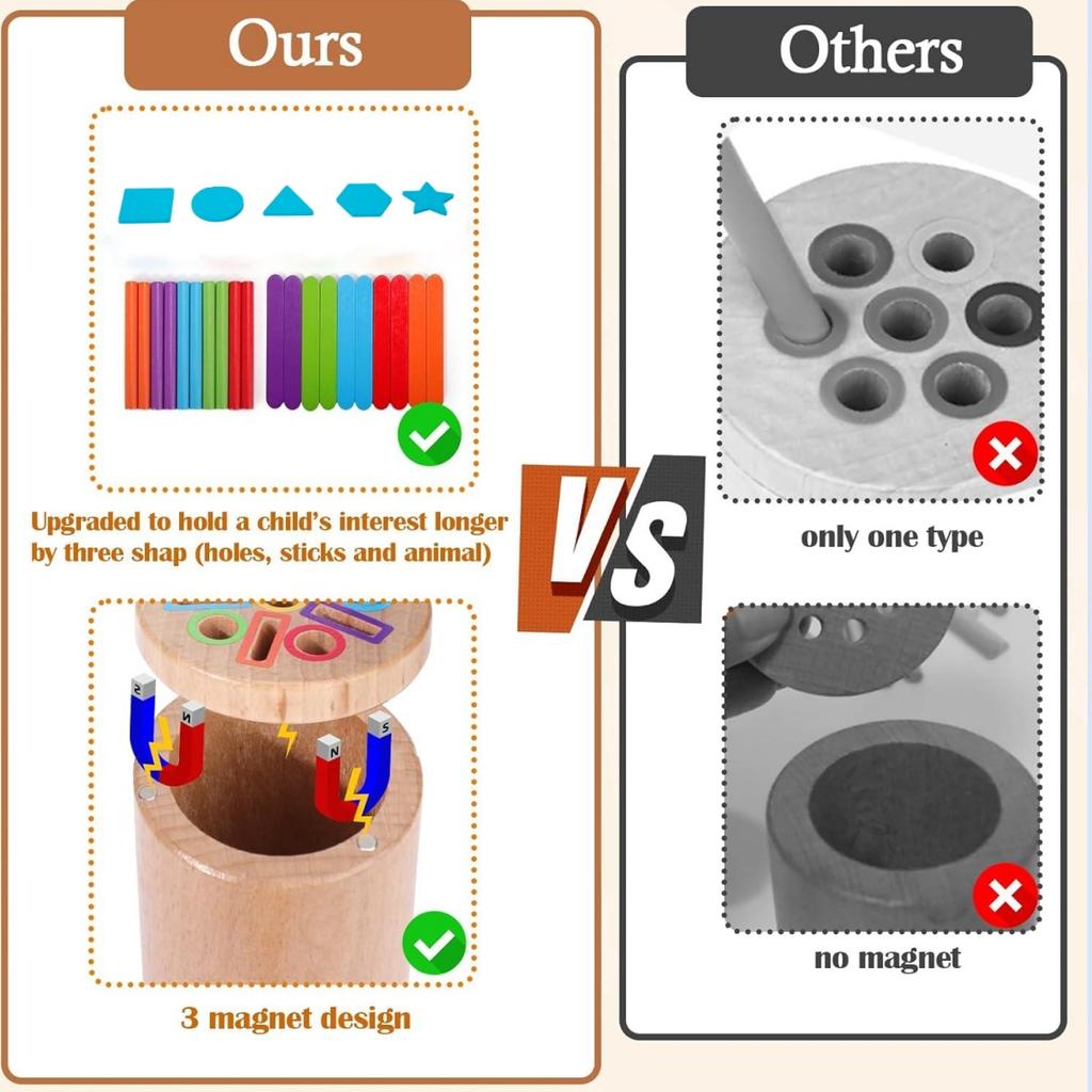 Montessori Toys for Toddlers Wooden 3 In 1 Color Sort Cup Early Educational Toy Shape Matching Fine Motor Toy Count Puzzle Gifts