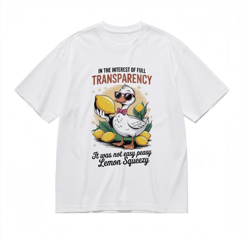 

Men s Comfy Slight Stretch Classic T-Shirt Cute Duck Character Citrus Theme Tee S