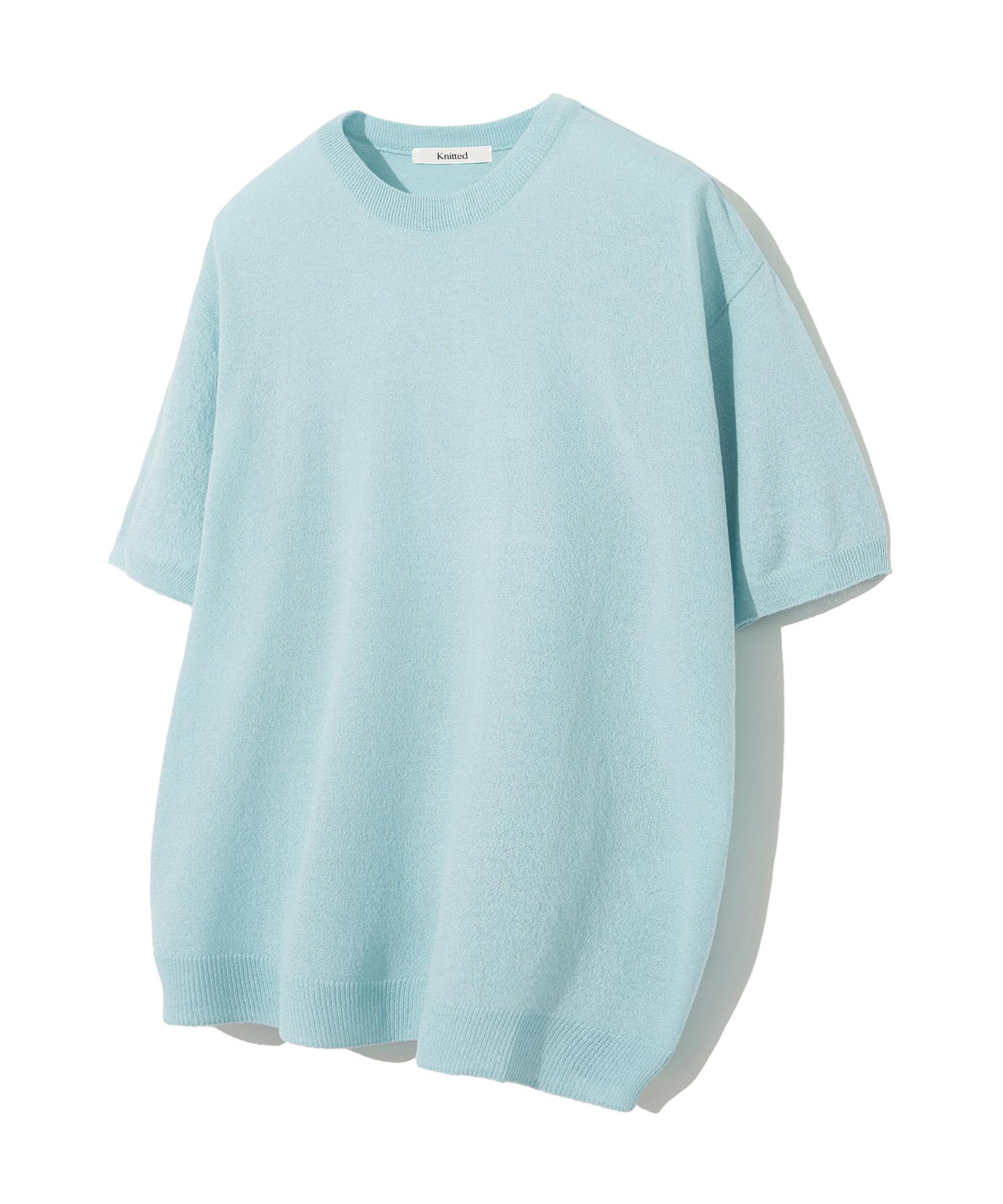Nitied Cool Summer Essential Round Short Sleeve Knit Tee Sky Blue L