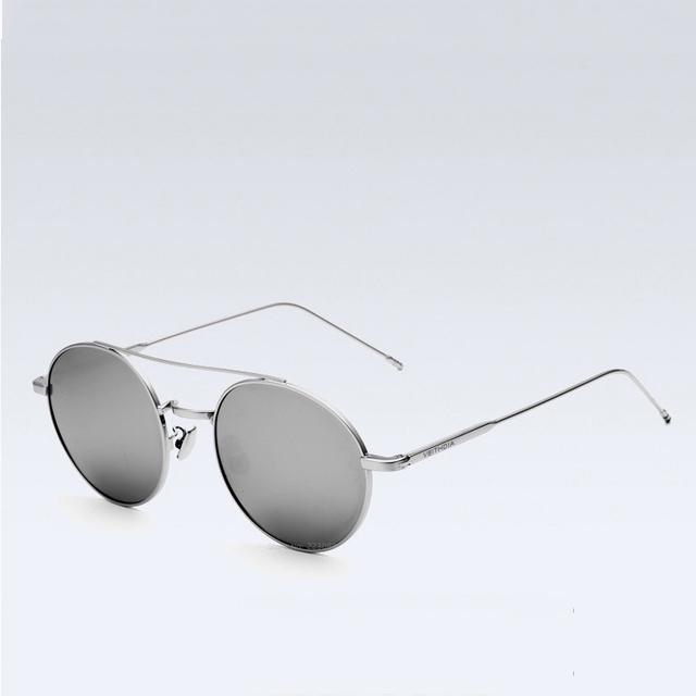 

VEITHDIA солнцезащитные очки унисекс с поляризационным покрытием, зеркальные солнцезащитные очки, круглые мужские очки для мужчин/женщин серебряный