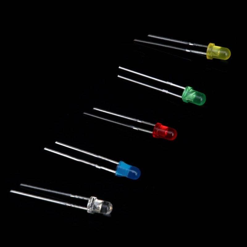 New 200Pcs  5mm LED Light White Yellow Red Blue Green Assortment Diodes Kit