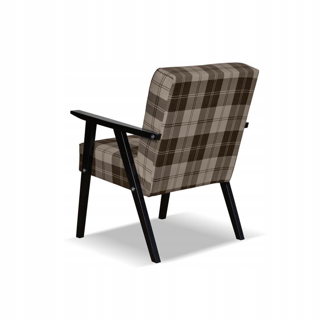 Armchair In PRL Retro Vintage Style SOLER Family Furniture Check Brown