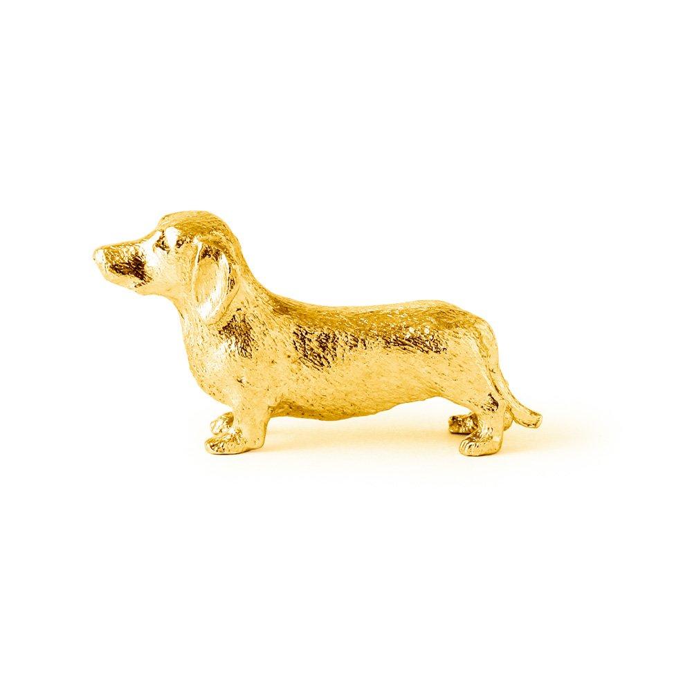 Jezevčík (Hladký) Pozlaceno 22karátovým zlatem, Vyrobeno v Anglii, Umělecká figurka psa, Sběratelský kousek