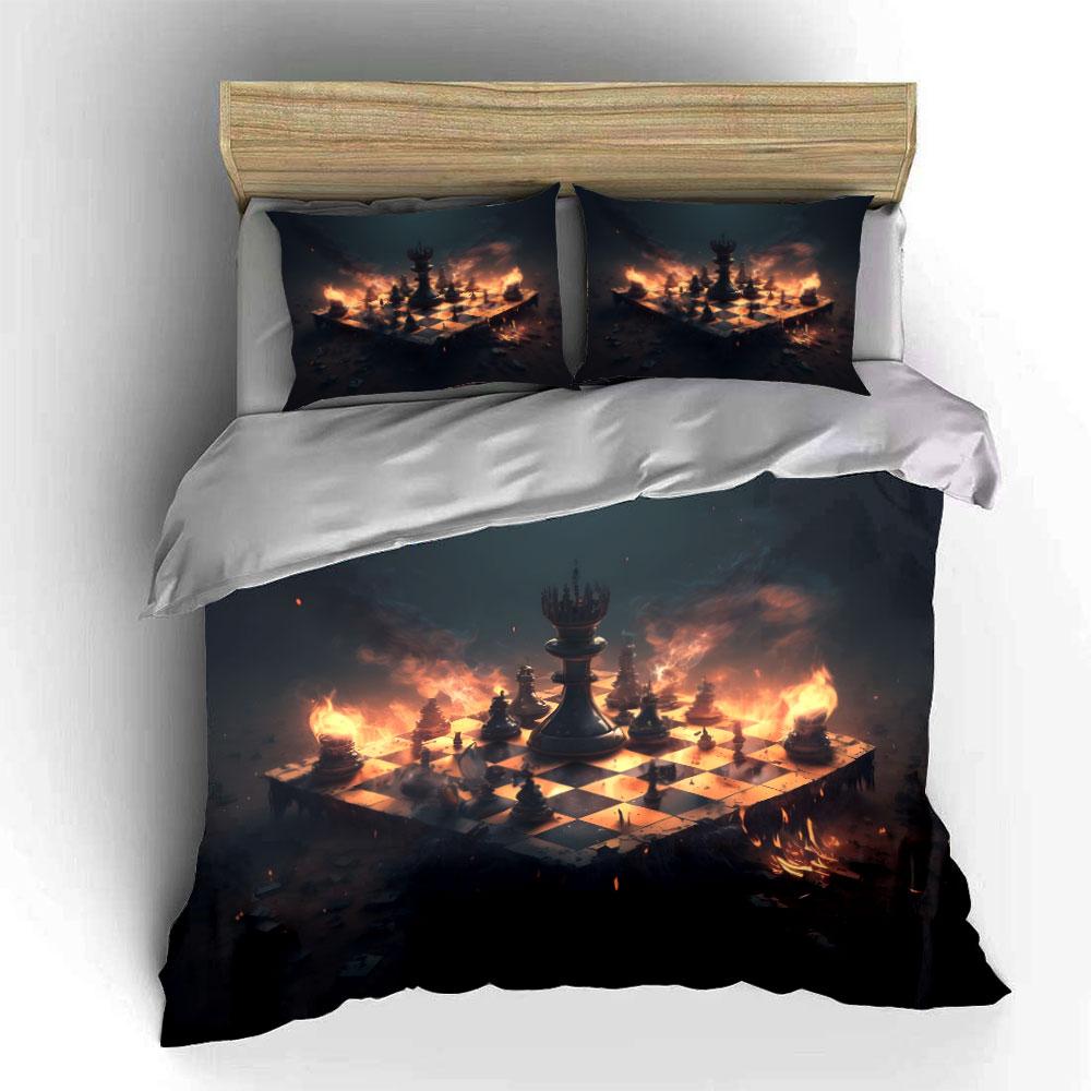 "Fiery chessboard battle." Bedding sets Duvet covers Pillowcases(1* Duvet Cover 2* Pillowcases without duvet insert)