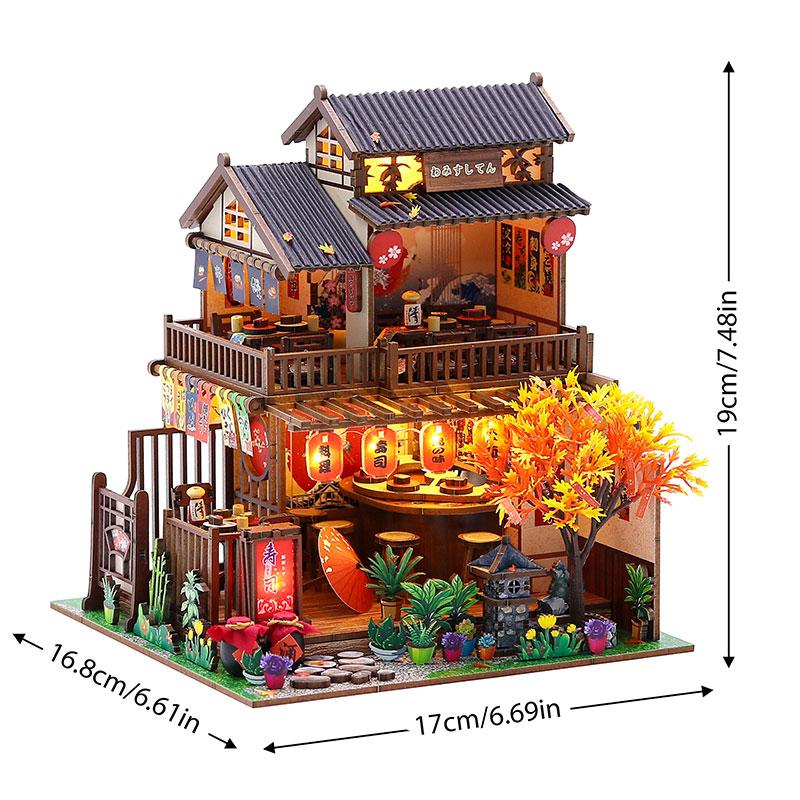Maison de Poupée Miniature en Bois Puzzle 3D Assemblage Modèle de Construction Kits Petite Pièce Maison Avec Meubles Éclairage Jouets en Bois Pour Cadeaux