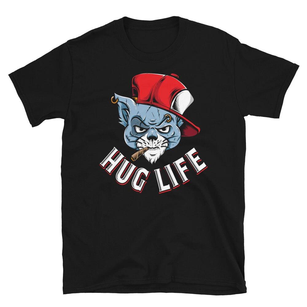 HUG LIFE Gangster Cat Cute Cat Funny Animal Kitty Cats T-Shirt 4XL