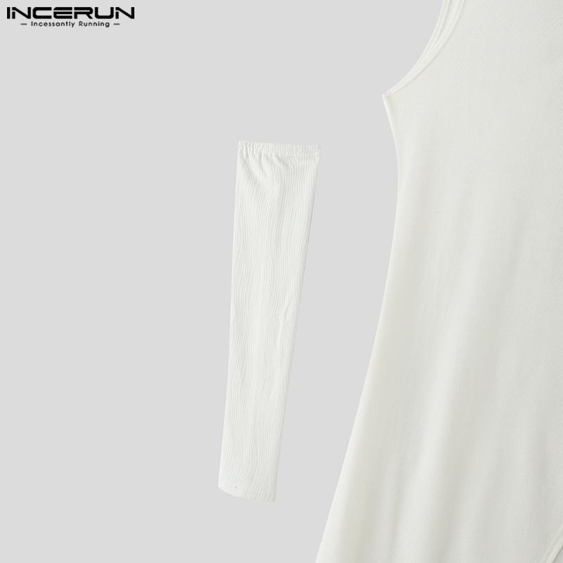 INCERUN Autumn Men Stand Neck Oversleeve High Splits Tunic Tops Pullovers