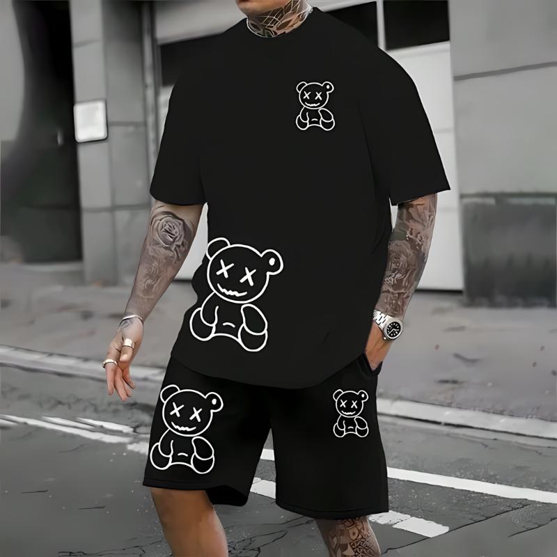 Sommer 2025 Herrenanzug Herren-T-Shirt hochauflösend bedruckt Outdoor Herren Freizeit Sport Kurzarm-Shorts-Set