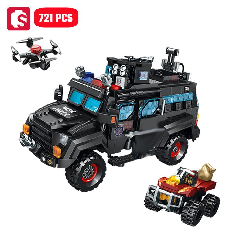 

SEMBO Explosion-proof Vehicle Assemblage Assembling Bricks Custom Creation Military Series Car Model Bricks Kids Toy Sets for Boys Xmas Holiday Gifts no box