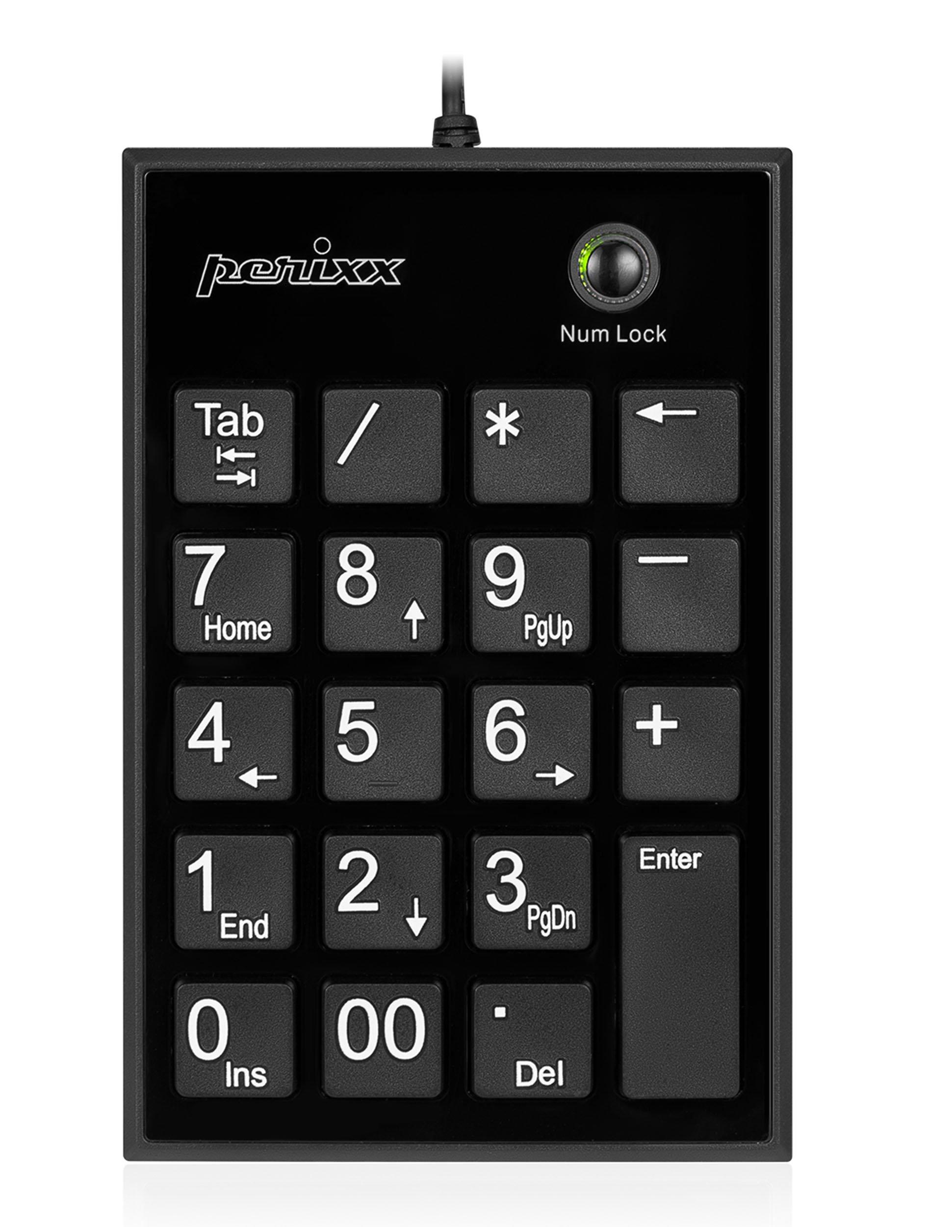 

Perixx PERIPAD-202UB Wired Numeric Keypad with Panto-Keys, Tab Key, Large, Easy-to-Read Number Display, Black (Normal Color) [Authentic Warranty]