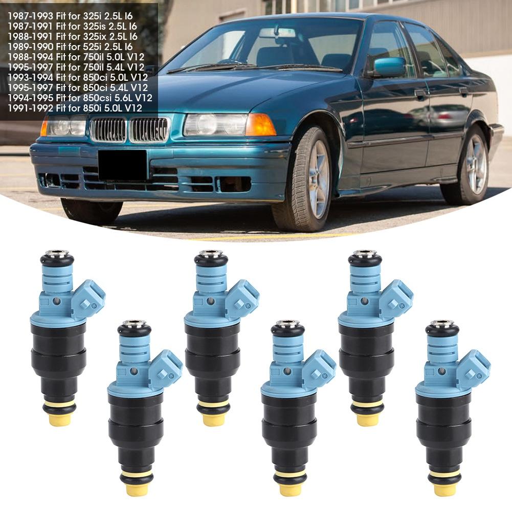 6pcs Fuel Injectors Nozzle 0280150715 Replacement Fit for 325i 525i 750il 850ci