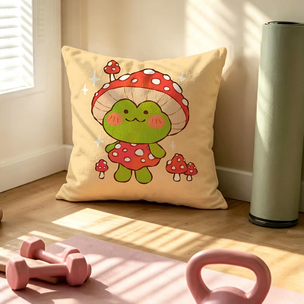 Cute Frog Cushion Cover Pillow Cover Nordic Minimalist Throw Doublesided Print Cushion Case For Sofa Bedroom Decor