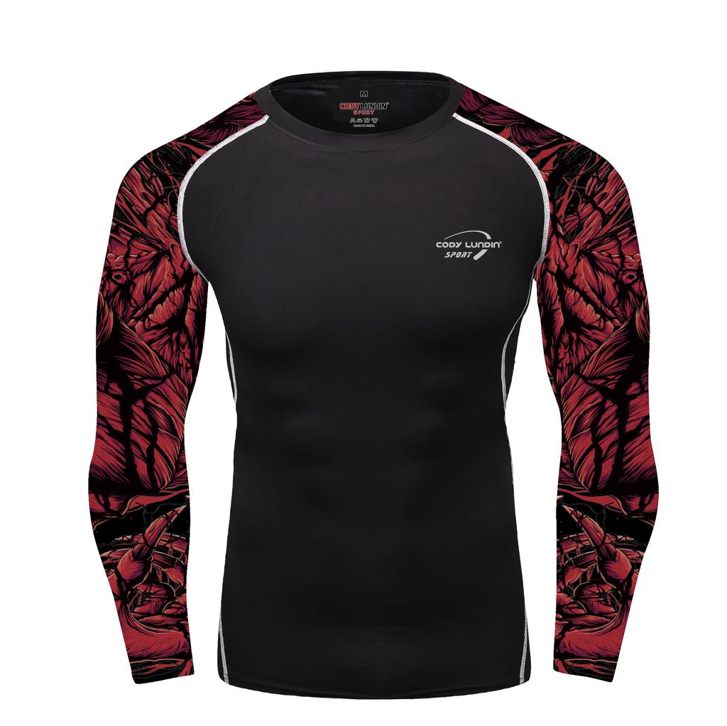 Cody Lundin Polyester Spandex 3d Print Compression T Shirts Sublimated MMA Rash Guard Surf Long Sleeve Boxing Gym Fitness Tops