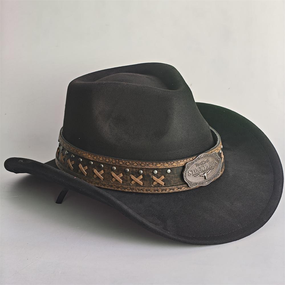 

New Western Cowboy Hat for Women Men with Shapeable 7.5CM Wide Brim Western Suede Hat for Cowboys and Cowgirls sombrero vaquero 56-58cm