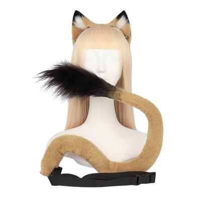 Tier-Cosplay-Kostüme Kunstfell Katze Löwe Wolf Pelziger Schwanz und Ohren Stirnband für Halloween-Party Kostümzubehör