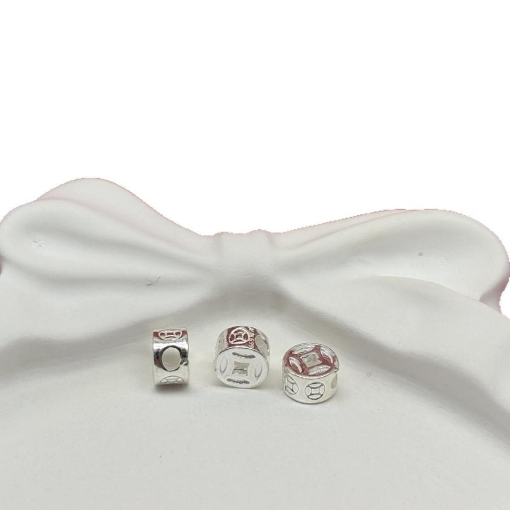 Sterling Silver Coin Spacer Beads for DIY Red String Woven Crystal Bracelets