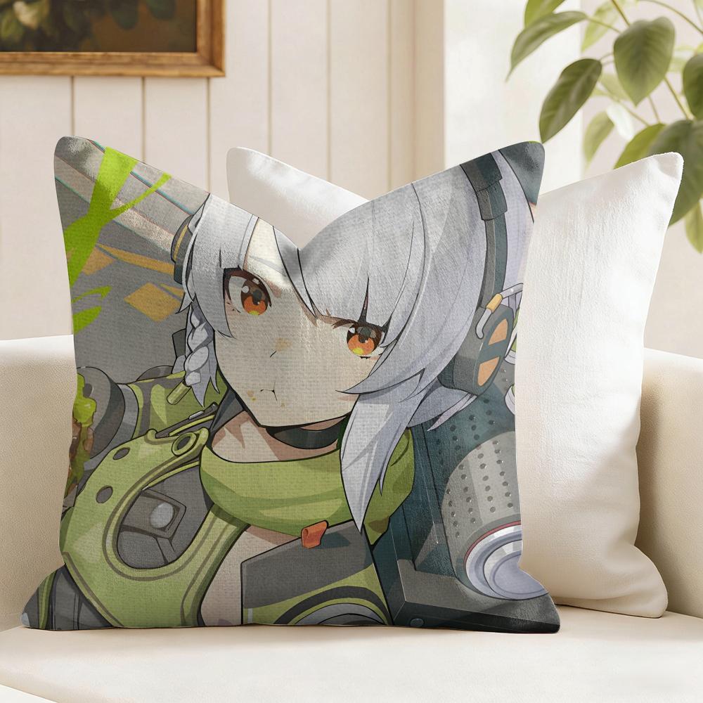 Zenless Zone Zero Anby Demara Cushion Cover Eco Linen Pillow Case DoubleSided Print Breathable Durable Zipper Home Decor Gift