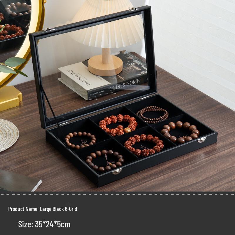 Wenge Wood Dustproof Jewelry Box with Lid for Bracelets and Accessories