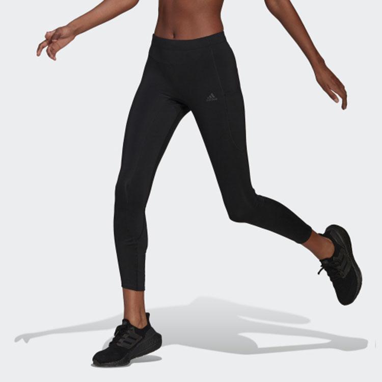 Adidas 7/8 Solid Color Leggings with Logo Women Bottoms Black HB9243