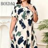 Summer Ladies 3D Printed Short Sleeve Crew Neck Dress