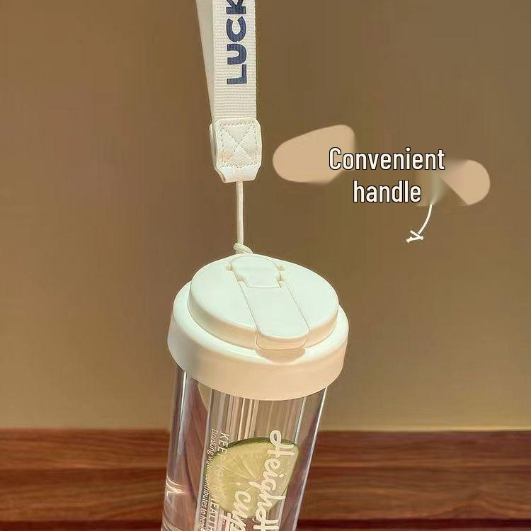 Přenosný kelímek se slámkou s velkým objemem pro dívky - Květinový design