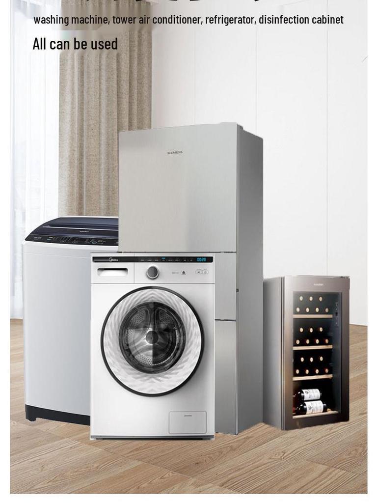 Verstellbarer Waschmaschinenunterbau mit Trommelrührwerk und Ablageregal