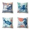 Polyester Pillowcase Peach Leather Velvet Cushion Cover Marine Life Seahorse Octopus Printed Pillowcase Car Cushion