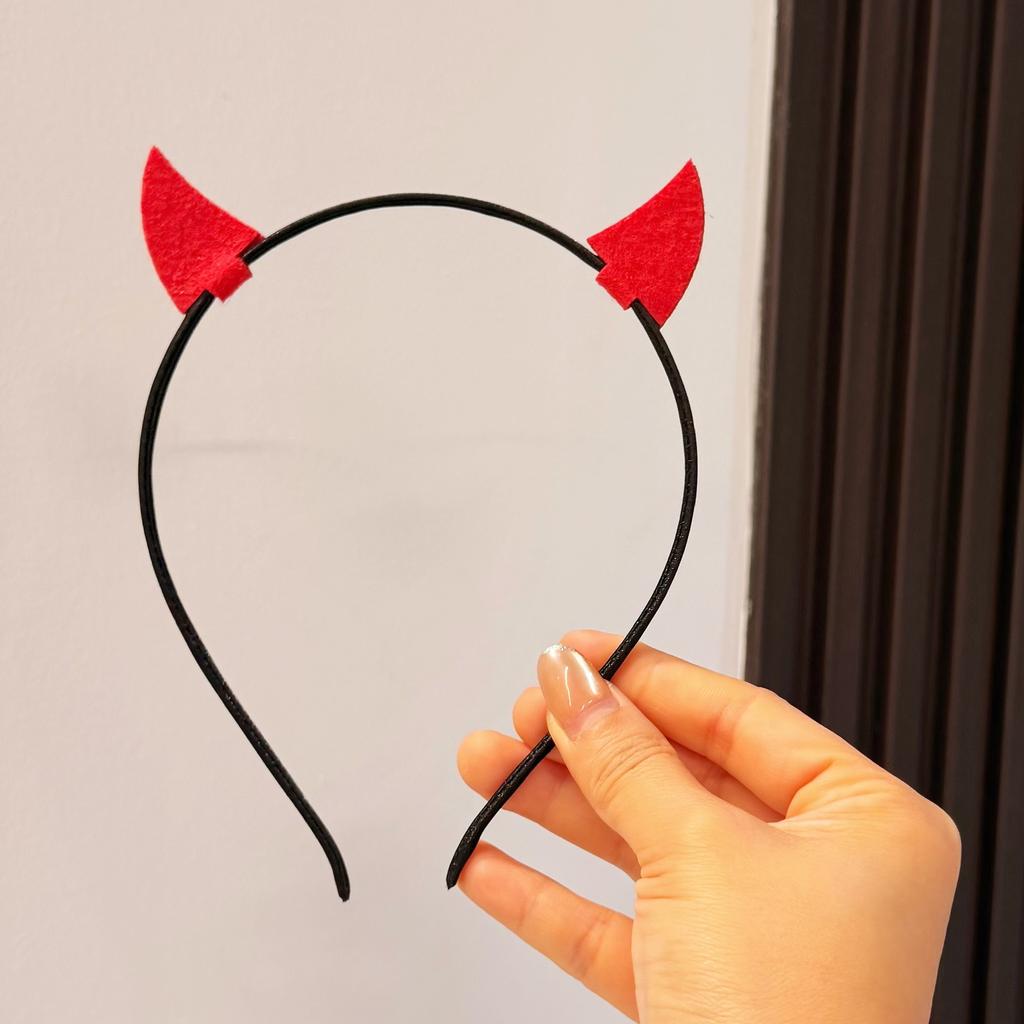 Halloween Headband, Novelty Party Costume Hair Accessory with Axe and Horns for Dress-Up, Red
