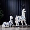 Chinese Style Blue and White Porcelain Animal Sculpture Decoration Ceramic Handicraft Ceramic Ornaments Home Decoration