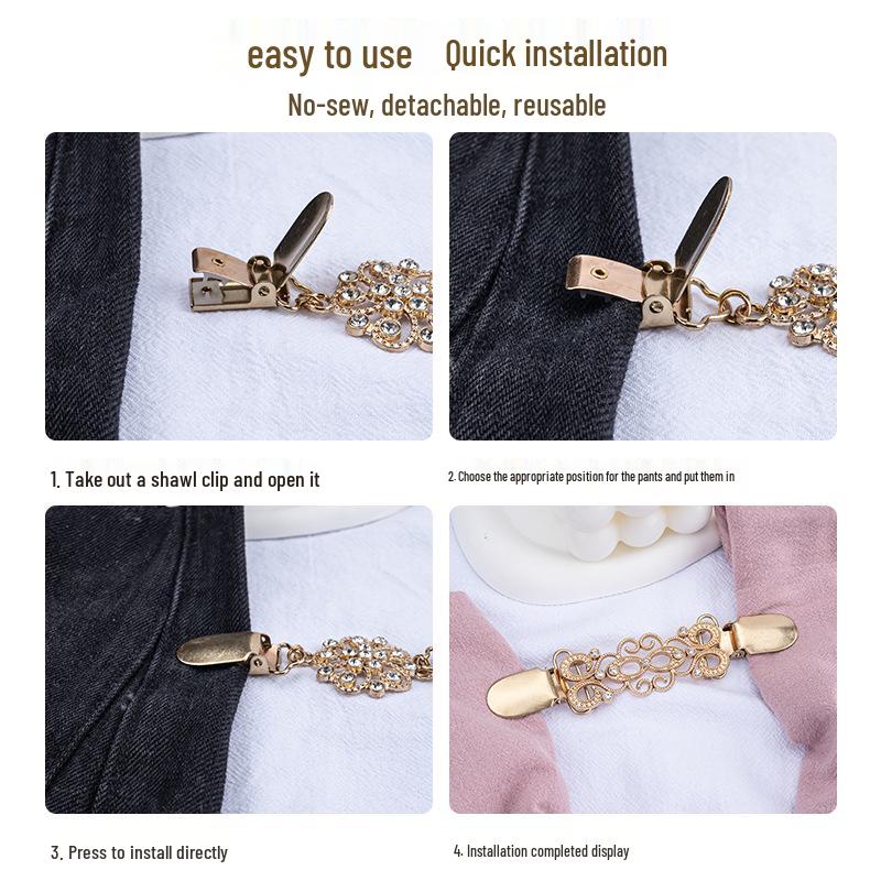 Retro spona na šál: Evropsko-americká brož na svetr a šátek s diamantovým akcentem - Slitinový doplněk proti odhalení