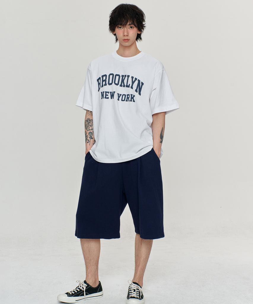 PAPERBOY [Set] Brooklyn New York Short Sleeve Half Pants Set-White