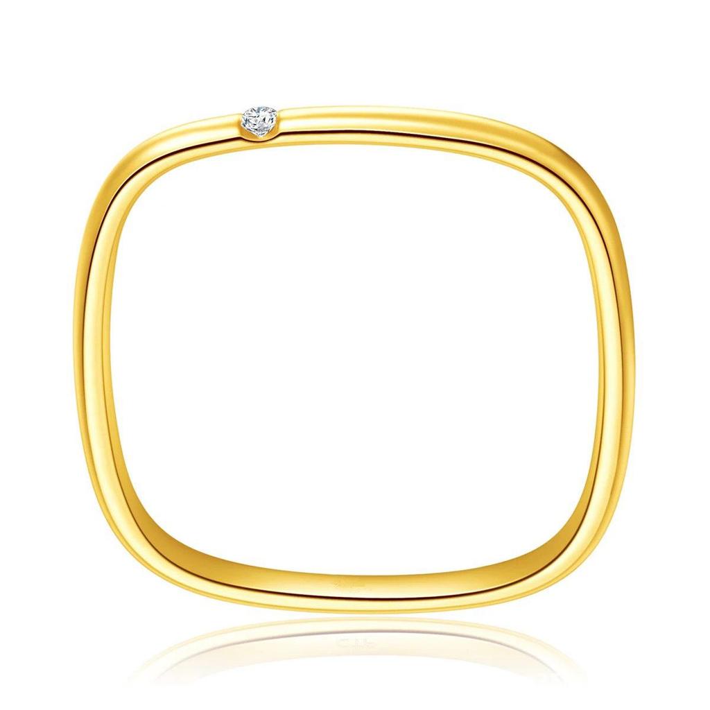 Gold Titan Quadrat Diamantring - Schlichter, trendiger Edelstahlschmuck für Paare