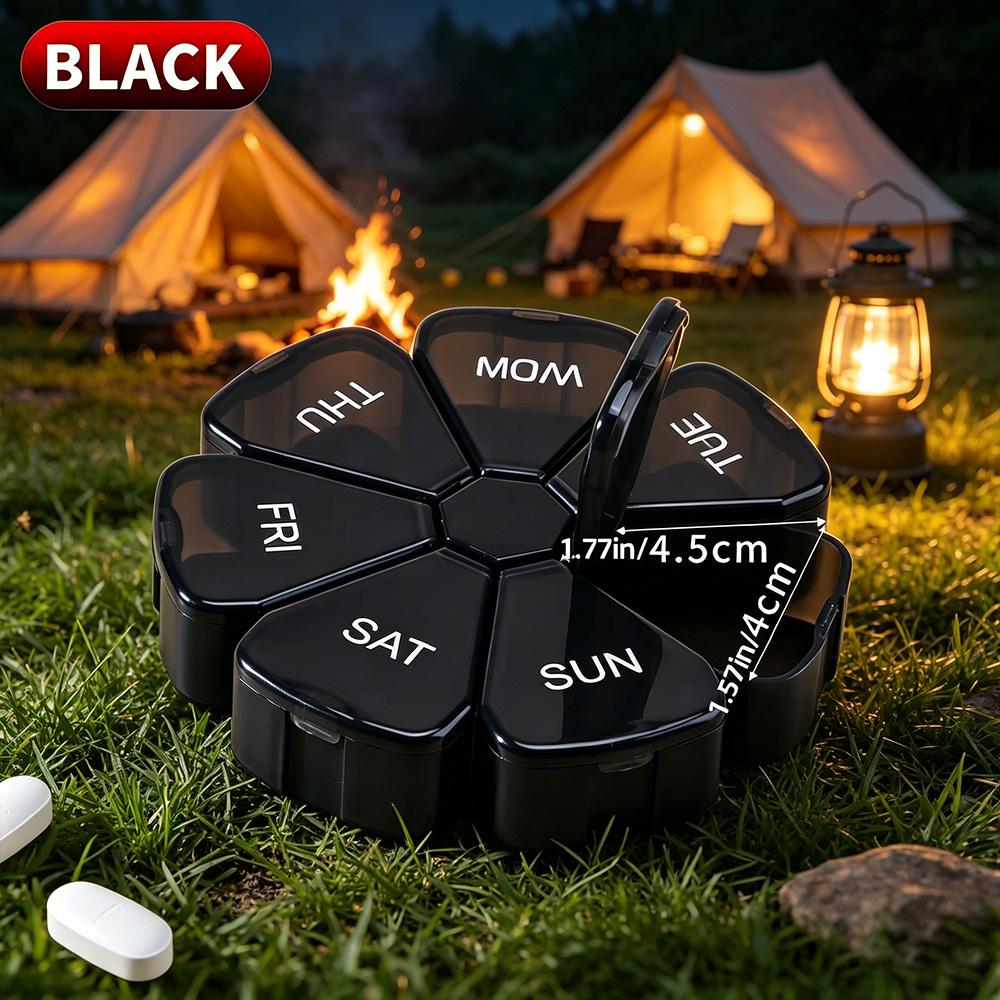 7‑Compartment Rainbow Color Pill Case, Lightweight Portable Medicine Container for Camping, Hiking, Daily Use & Travel Storage