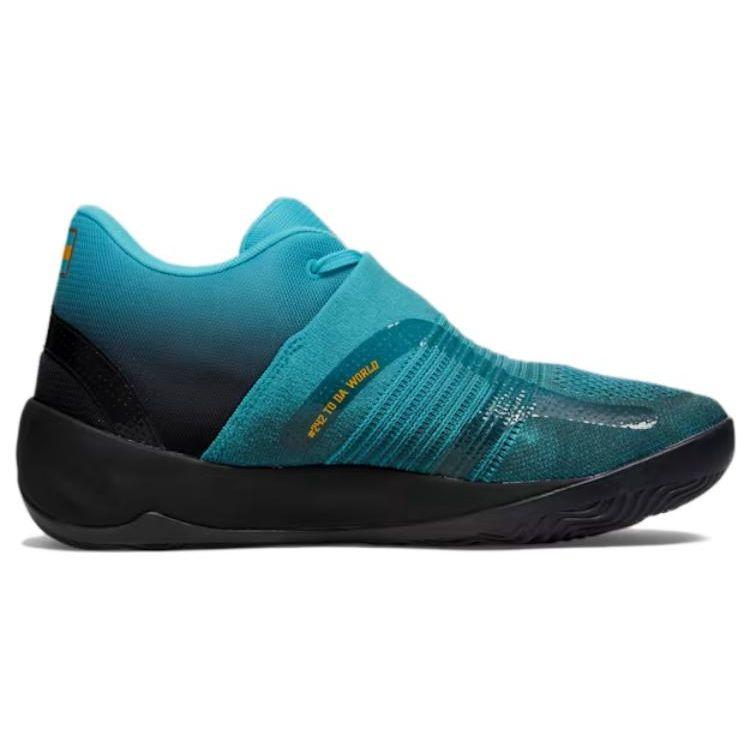 Puma Rise Nitro Dominayton Round Toe Lace-Up Slip-Resistant Durable Mid-Top Basketball Shoes Men Sneaker Blue Green 378489-01