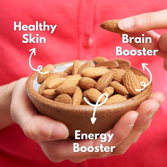 Healthy Master Almonds (1 Kg) 100% Natural Premium Californian Almonds | Naturally Dried Nuts  | Tasty & Crunchy for Your Brain and Heart