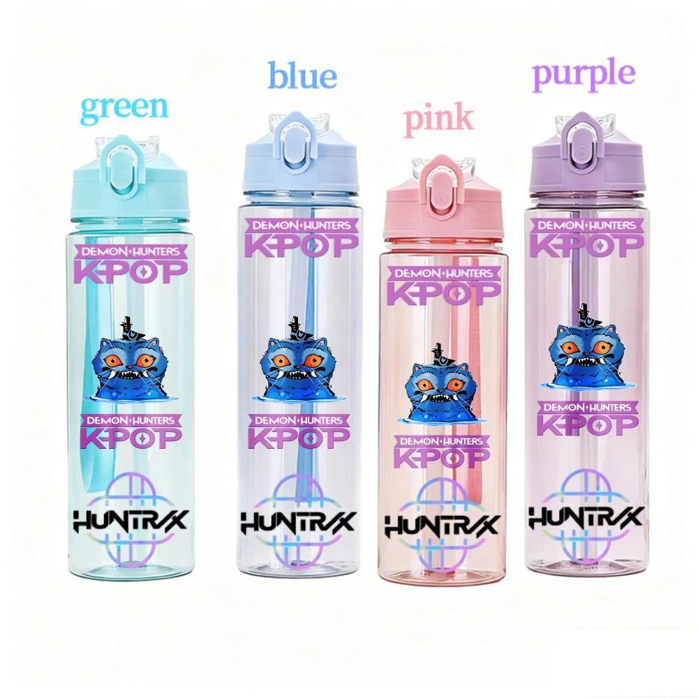 800ML KPOP Demon Hunters Transparent Water Cup Leakproof Shatterproof Anime Fashion Portable Sports Cup designed for Boys and Girls Present
