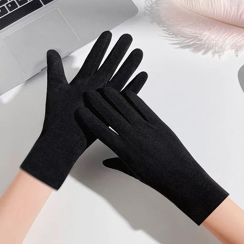 Women's Thin Cotton Touchscreen Cycling Gloves - Windproof, Warm, Velvet-lined for Spring and Autumn