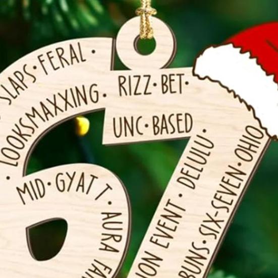 Altı Yedi Ahşap Süs Komik Genç Argo Noel Ağacı Süsü Mizah 67 Meme Gençler İçin Hediye