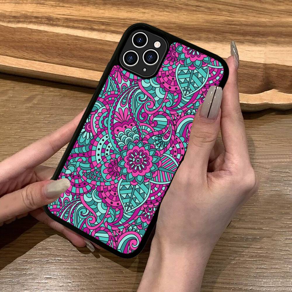 Luxury Art Mandala Phone Case Silicone PC+TPU For For IPhone 11 12 13 14 15 16 Plus Pro Max Cover