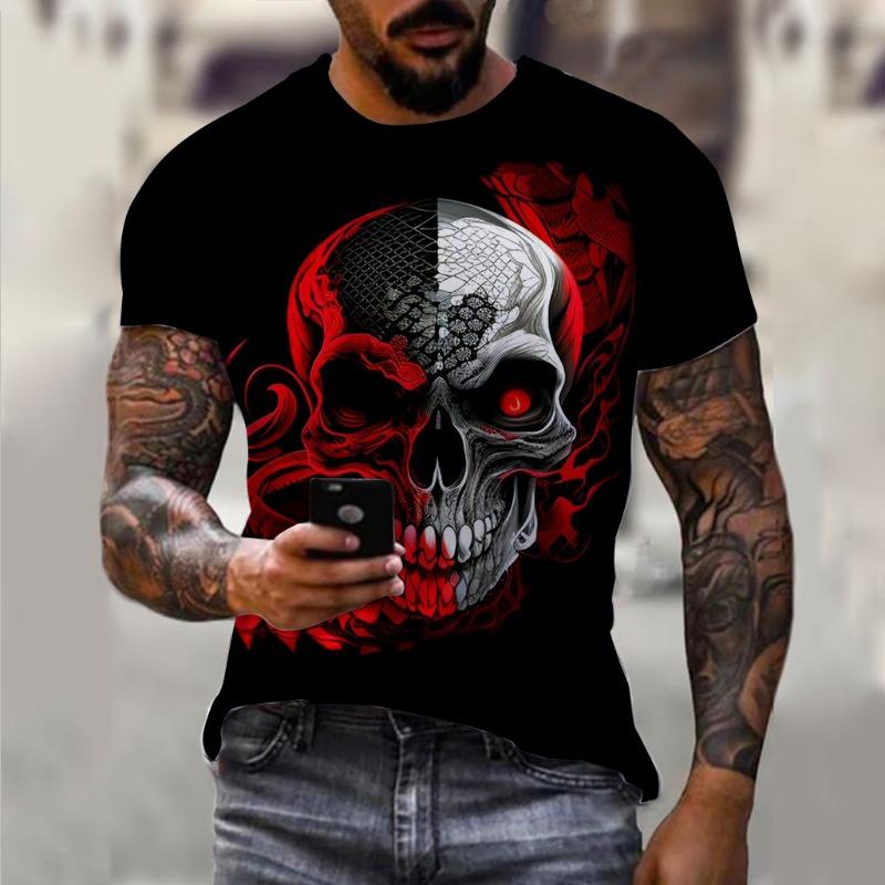 Men's T-Shirt For Men Horror Skull 3D Print Men's Tops Summer Short Sleeved Male Pullover Oversized Top Casual Men'S Clothing
