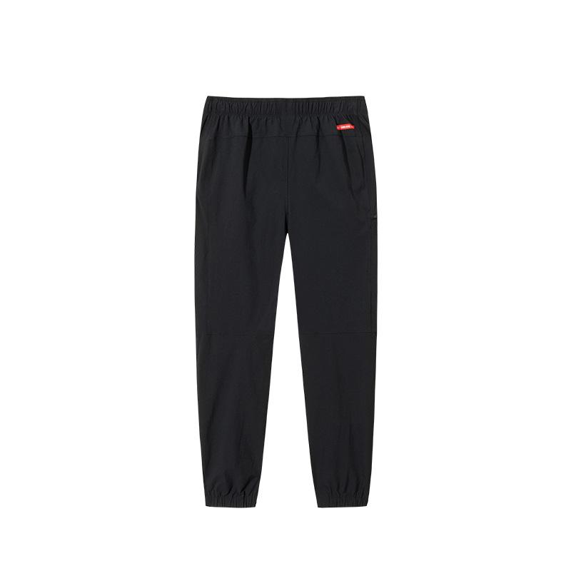 Anta Training Series Solid Color Mid Waist Comfortable Breathable Versatile Cuffed Sports Long Pants Men Bottoms Black 152517513-2