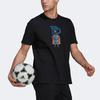 adidas Character Alphabet Cartoon Print Crew Neck Short Sleeve T-shirt Men Tops Black HA0907