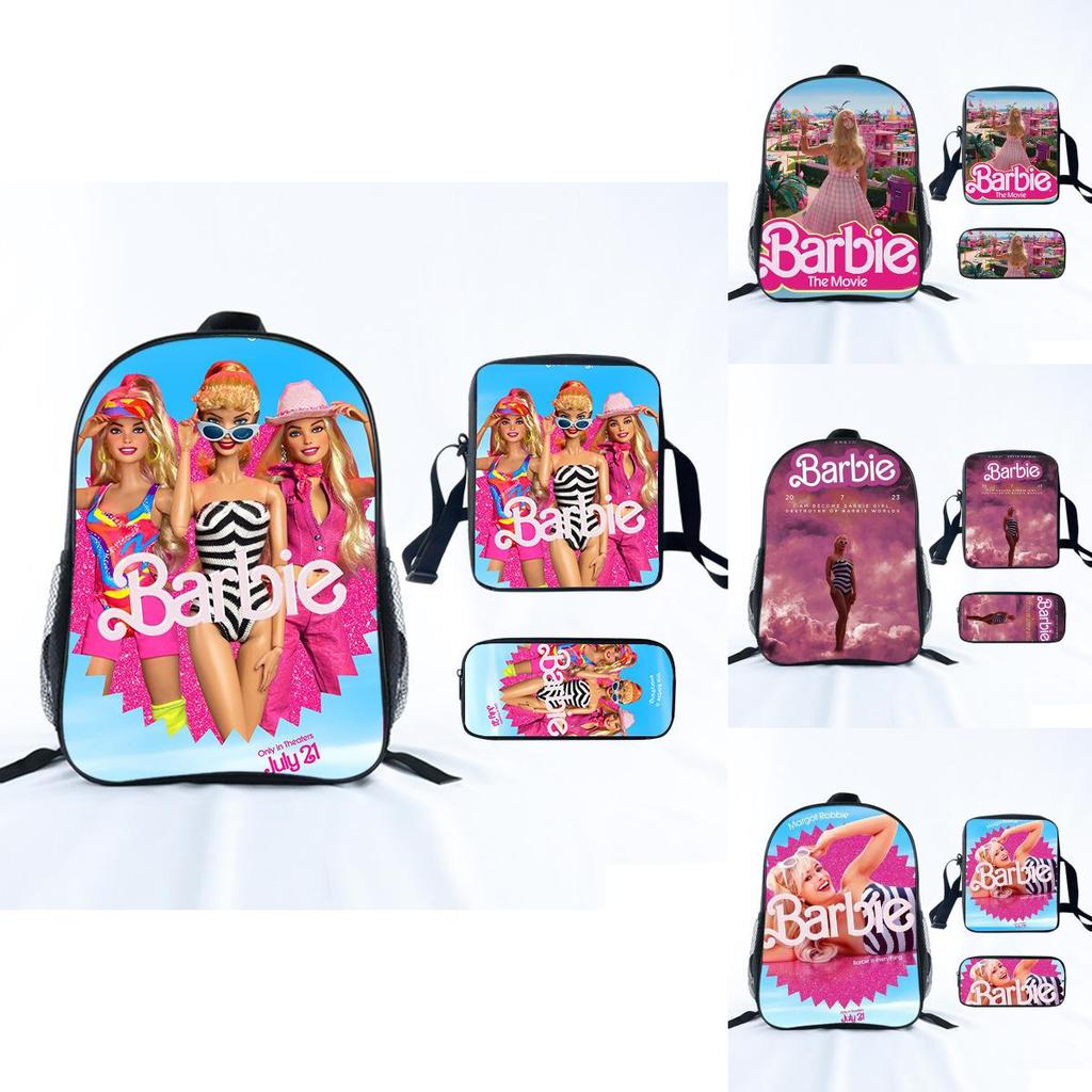 Barbie Princess School Bag Threepiece Set With Oxford Fabric For Girls Student Use